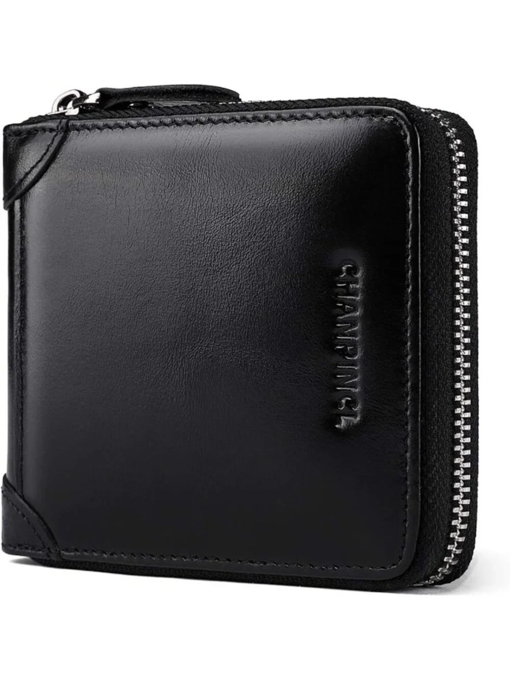 Men's RFID Secure Genuine Leather Zipper Wallet - Large Capacity Multi-Card